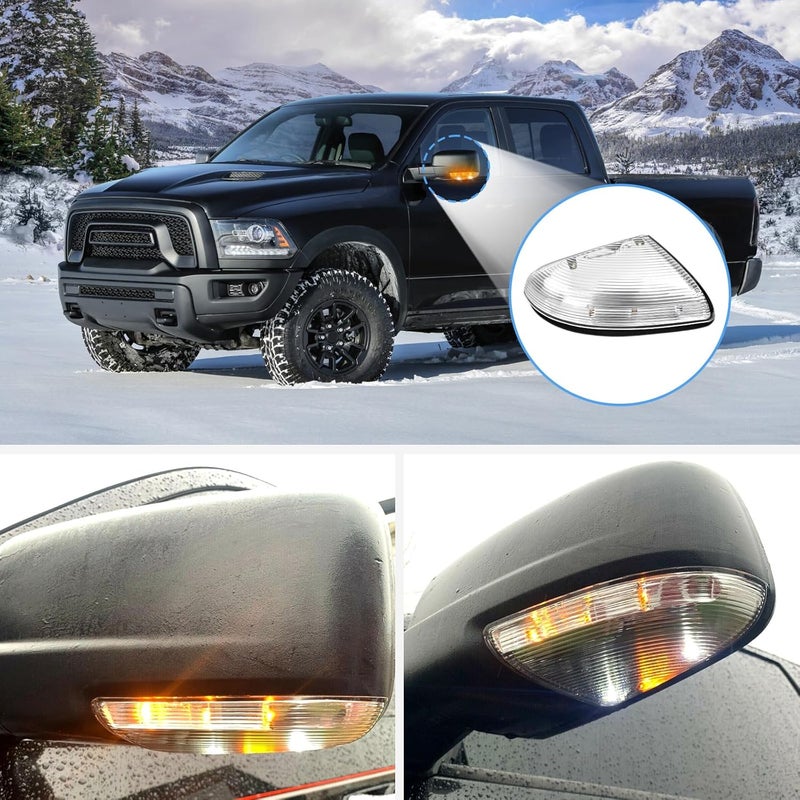 TOP-MAX Ram Puddle Light Front Mirror Turn Signal, Right Passenger + Left Driver LED Side Marker Mirror Lamp Compatible with Dodge Ram 1500 2500 2009-2018 68064949AA 68064948AA - Image 4
